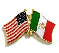 National Country Flag & US Cross Épinglettes à double drapeau avec drapeau américain et international en émail cravate et chapeau (Mexique)