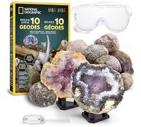 National Geographic 10 géodes Premium à casser - avec Lunettes & Supports - Kit Scientifique CTIM, Cadeau géologie pour Enfants