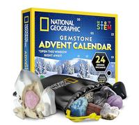 NATIONAL GEOGRAPHIC 2024 Calendrier de l'Avent Gemmes - 24 gemmes à Découvrir Chaque Jour, Collection de Roches pour le Compte à Rebours de Noël avec Kit de Fouille (Langue Anglaise Uniquement)
