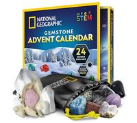 NATIONAL GEOGRAPHIC 2024 Calendrier de l'Avent Gemmes - 24 gemmes à Découvrir Chaque Jour, Collection de Roches pour le Compte à Rebours de Noël avec Kit de Fouille (Langue Anglaise Uniquement)