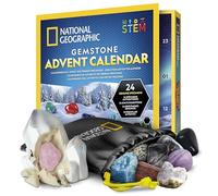 NATIONAL GEOGRAPHIC 2025 Calendrier de l'Avent Gemmes - 24 gemmes à Découvrir Chaque Jour, Collection de Roches Complète pour le Compte à Rebours de Noël avec Mini Kit de Fouille
