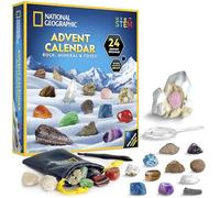 National Geographic Calendrier de l'Avent Bandai JM80000U | Sciences minérales et fossiles pour Filles et garçons avec 24 véritables spécimens et Un kit Complet de creusement | Excellent STEM pour