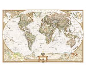 National Geographic Carte du monde exécutive murale - Style antique - 116,8 x 77,5 cm - Impression de qualité artistique