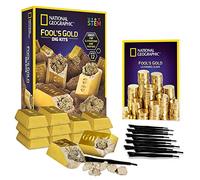 National Geographic Fool’s Gold Dig Kit - 12 Gold Bar Dig Bricks with 2-3 Pyrite Specimens Inside, Party Activity with 12 Excavation Tool Sets, Great STEM Toy for Boys and Girls Or Fun Party Favors