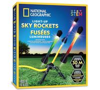 NATIONAL GEOGRAPHIC Fusée à Air pour Enfants - Lanceur de Fusées LED, Saute et Propulse des Fusées en Mousse jusqu'à 30,5 Mètres, Jeux de Plein Air