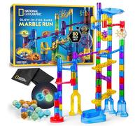 National Geographic Glowing Marble Run - Construction Set with 15 Glow in The Dark Glass Marbles & Storage Bag, STEM Gifts for Boys and Girls, Building Project Toy (Amazon Exclusive)