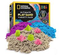 National Geographic Jouer à Combinaison de Sable, 907 kg Chacun de Sable Bleu, Violet et Naturel avec Formes de Château - Une Activité Sensorielle Cinétique