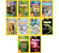 National Geographic Kids Readers Level 1 & 2 (10 Collection Book Set): T. Rex, Reptiles, Predator Face-Off, Wild Cats, Lions, Owls, Polar Bears, Lizards, Spiders, Storms Children's Science Books