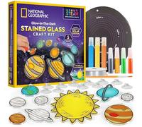 NATIONAL GEOGRAPHIC Kids Window Art Kit - Stained Glass Solar System Arts & Crafts Kit with Glow in The Dark Planets, Use as Window Suncatchers, Hanging Decor from Ceiling, Mobile, Space Room Decor