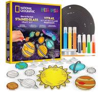 NATIONAL GEOGRAPHIC Kit Artistique pour Enfants - Système Solaire Effet Vitrail avec Planètes Lumineuses, Décoration à Suspendre ou Attrape-soleil pour Fenêtre, Activité Manuelle Espace