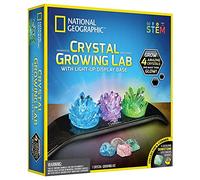 National Geographic Kit de Culture en Cristal pour Enfants - Kits scientifiques éducatifs pour Enfants à partir de 8 Ans avec 3 Cristaux, 4 Pierres précieuses Authentiques et Base Lumineuse | Cadeaux