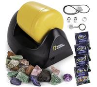 National Geographic - Kit de Polissage de Pierres Débutant - Tonneau de Polissage Durable et Étanche, 227 g de Pierres, Abrasif, 5 Accessoires de Bijoux
