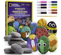 NATIONAL GEOGRAPHIC Kit de Peinture sur Galets - Kit de Loisirs Créatifs pour Enfants, Décore 15 Galets avec 10 Couleurs & Accessoires