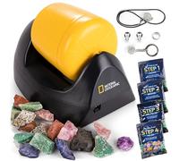 National Geographic - Kit de Polissage de Pierres Débutant - Tonneau de Polissage Durable et Étanche, 227 g de Pierres, Abrasif, 5 Accessoires de Bijoux