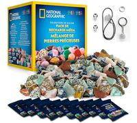 NATIONAL GEOGRAPHIC Kit de Recharge pour Polisseuse de Pierres - 1,36 kg de Gemmes et Roches Brutes à Polir, dont Améthyste et Quartz - Grit et Accessoires, Carbure de Silicium