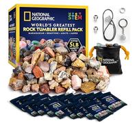 NATIONAL GEOGRAPHIC Kit de Recharge pour Polisseuse de Pierres - 2,26 kg de Mélange de Roches et Gemmes Brutes à Polir, Accessoires pour Polisseuse de Pierres, Recharges de Grains et de Polissage