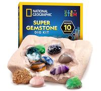 National Geographic Kit d'Excavation de Gemmes avec 10 Véritables Pierres Précieuses pour Enfants, Découvrez Les Pierres Précieuses avec des Outils d'Excavation et Une Loupe, Kits de Science