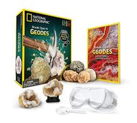 NATIONAL GEOGRAPHIC Kit Scientifique pour Ouvrir 4 Géodes - Comprend des Lunettes et Un Présentoir - Cadeau Scientifique STEM pour Les Amateurs de Minéralogie et de Géologie de Tout Âge