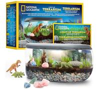 National Geographic Kit Terrarium Lumineux pour Enfants - Créez Un Habitat de Dinosaures avec Plantes Réelles et Pierres Précieuses, Jeu Scientifique