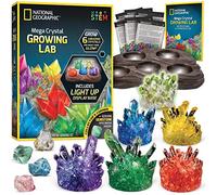 National Geographic Mega Crystal Lab - Faites Pousser 6 Cristaux, Qui se forment en 3 à 4 Jours. Comprend Un présentoir Lumineux, Un Guide d'apprentissage en Couleur, et 4 Cristaux Authentiques.