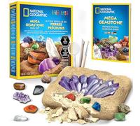 National Geographic Mega Kit d’Excavation de Gemmes - Kit de Fouille de Cristaux et Pierres Précieuses, Jeu Éducatif pour Enfants, Cadeau pour Filles et Garçons, Collection de Minéraux