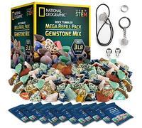 National Geographic Méga kit de Recharge du culbuteur de Roches - 1,36 kg de 9 variétés de Pierres précieuses, Dont l'œil-de-Tigre, l'améthyste et Le Quartz, 4 Types de Grains, fermoirs à Bijoux