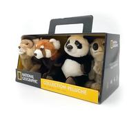 NATIONAL GEOGRAPHIC Peluche Set Collection de 4 Animaux Lion Panda KOALA Panda Rouge - Hauteur environ 18 cm