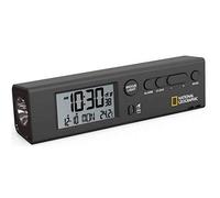 National Geographic Réveil Radio-piloté avec Heures De 62 Villes du Monde, Fonction Lampe De Poche Et Thermomètre Intégré,