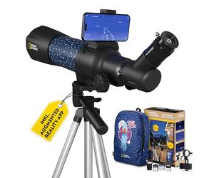 National Geographic Télescope Intelligent AR pour Enfant avec trépied, Sac à Dos, Support pour Smartphone et Application de réalité augmentée