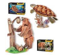 National Geographic - Tortue Marine + Ours Brun | Puzzle 3D | Cadeau Garcon 8 Ans Ou Mas | Modelisme Maquette Adulte | Jeux Garcon 8 Ans Ou Mas | Puzzle 3D Enfant | 31 e 88 Pièces