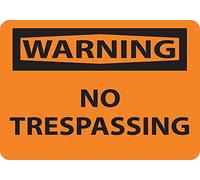 National Marker W81P Panneau d'avertissement « Warning No Trespass » en vinyle PS 17,8 x 25,4 cm