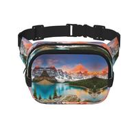 National Park Sac banane carré double couche avec impression intégrale, tissu sergé durable, sac banane multi-poches pour sports de plein air voyage