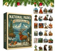 National Parks Advent Calendar 2025, 24 Days Christmas Countdown Calendar with 24 National Park Treasure Ornament, Christmas Vacations Advent Calendars for Explorers Nature Lovers
