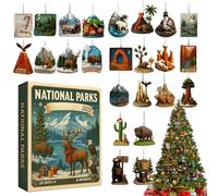 National Parks Advent calendars 2025, 24 Days Acrylic Cute 2D Advent Christmas Calendar, With Collectible Ornaments Of America’s National Parks, Wildlife & Landscapes, For Adult Kids Family