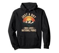 National Parks Boy Loves Mountains Randonnée Camping Vintage Sweat à Capuche
