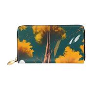 National Parks Sunshine Trees Imprimé Téléphone Portable Carte de Crédit Portefeuille Argent Portefeuille en Cuir Femmes Carte Portefeuille Poche Fermeture à glissière, Noir, Taille Unique, Noir/blanc