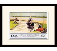 National Railway Museum Affiche encadrée + Passe-Partout - Liverpool (The Mersey from Runcorn Bridge by Norman Wilkinson)