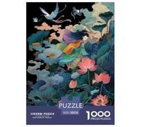 National Style Lotus Fleur Puzzles 1000 Pieces Cadeau Unique intéressant Jeu Éduchatif Challenge Toy À De Qualité Supérieure Peinture Art pour Adultes Et Enfants 38x26cm/1000pcs