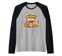 Nationale Sticky Bun Day Cinnamon Cute Roll Bun Kawaii Idée Manche Raglan