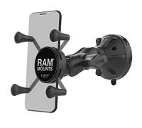 NationalMounts RAM Mounts (RAP-B-166-2-A-UN7U) Composite Twist Lock Suction Cup Mount with Short Double Socket Arm and Universal X-Grip Cell/Iphone Holder by