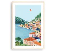 Nationcog Impression d'art du lac de Garde - Lacs italiens, cadeau de voyage du nord de l'Italie, impression Europe (sans cadre) (22,9 x 27,9 cm)