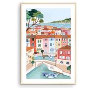 Nationcog Impression d'art sur la Côte d'Azur - Port Grimaud - Décoration murale - Cadeau de voyage - Provence (sans cadre) - 22,9 x 27,9 cm
