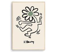 Nationcog Impression de fleur dansante Keith Haring - Poster danois pastel Pop Art Haring - Art mural imprimable Haring - Vert forêt (sans cadre) (22,9 x 27,9 cm)