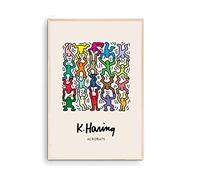 Nationcog Keith Haring Acrobats - Art contemporain coloré - Exposition murale - Œuvre d'art célèbre, affiche de rue - Galerie abstraite - Poster (sans cadre) 30,5 x 45,7 cm