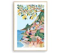 Nationcog Positano, Affiche d'art de la côte d'Amalfi, Affiche d'art de l'Italie, Cadeau de voyage, Affiche de voyage, Affiche d'Europe, Côte italienne, Côte italienne de la Riviera, Décoration pour