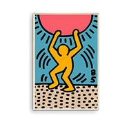 Nationcog Poster Keith Haring, Keith Haring Man portant le soleil, affiche d'exposition, homme tenant le soleil, art urbain contemporain, affiche de rue, poster mural (sans cadre) 40,6 x 61 cm