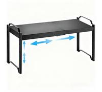 NATISSTEKE Etagere Cuisine Extensible, Rangement Épices à Hauteur Réglable, Polyvalent Rangement Placard Cuisine,Métal Demi Etagere pour Salle de Bain/Bureau (Noir)