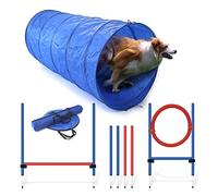 NATIV LEMODO Agility Kit d'entraînement pour chien avec obstacle d'agilité, tunnel pour chien et anneau de saut, accessoire d'entraînement facile à transporter, kit de démarrage pour le sport canin