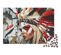 Native American 1000 Pièces Puzzle Papier Recyclé Tribal Style Puzzles for Garçon & Fille À partir de 6 Ans Family Gaming Time Props Excellente Idée de Cadeau Home 52x38cm/1000Ps