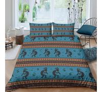 Native American Art Linge de Lit Microfibre résistante 3 pièces 3D Imprimée Léger Tribal Motif Parure de Lit avec Taie d'oreiller Entretien Facile for Chambre Enfants Double（200x200cm）